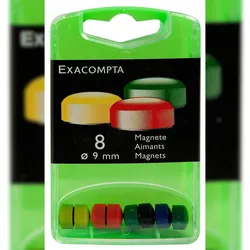 Exacompta 11045E Packung mit 8 Magneten F9, 9mm Durchmesser - Farben sortiert