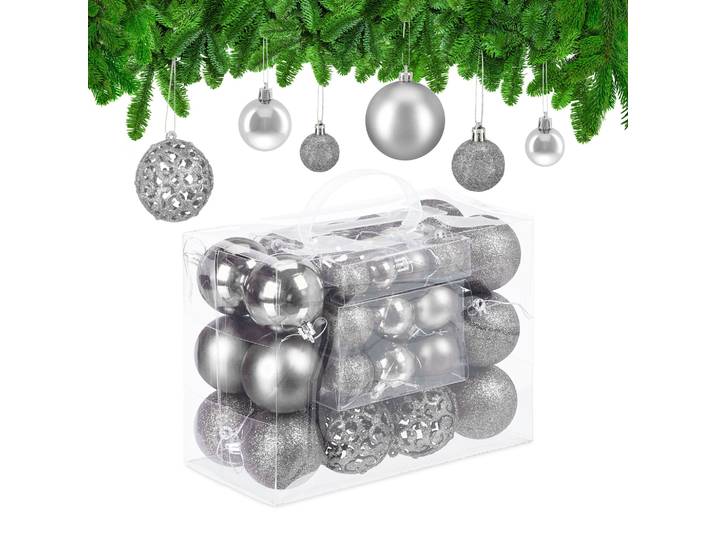 Weihnachtskugeln im 50er-Set Silber
