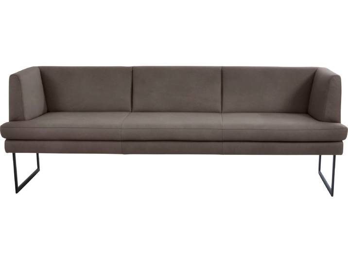 Polsterbank K+W KOMFORT & WOHNEN Cube , braun (sattel 77), B:229cm H:82cm T:67cm, Sitzbänke, Polsterbank, Hammerkissenoptik, 2 Breiten, Metallkufe schwarz