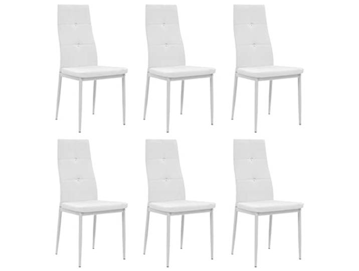 Todiikf 6er Set Esszimmerstühle Weiß Kunstleder Polsterstuhl Stahlbeine Elegante weiße Polsterstühle im 6er Set mit Stahlgestell für Esszimmer und Küche, pflegeleicht und komfortabel.