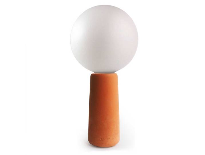Lampe à poser béton terracotta avec ampoule effet porcelaine