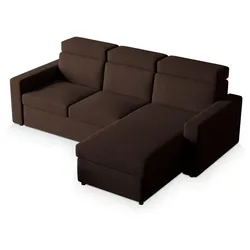 ECKSOFA PADWA Braun Kordstoff mit Schlaffunktion