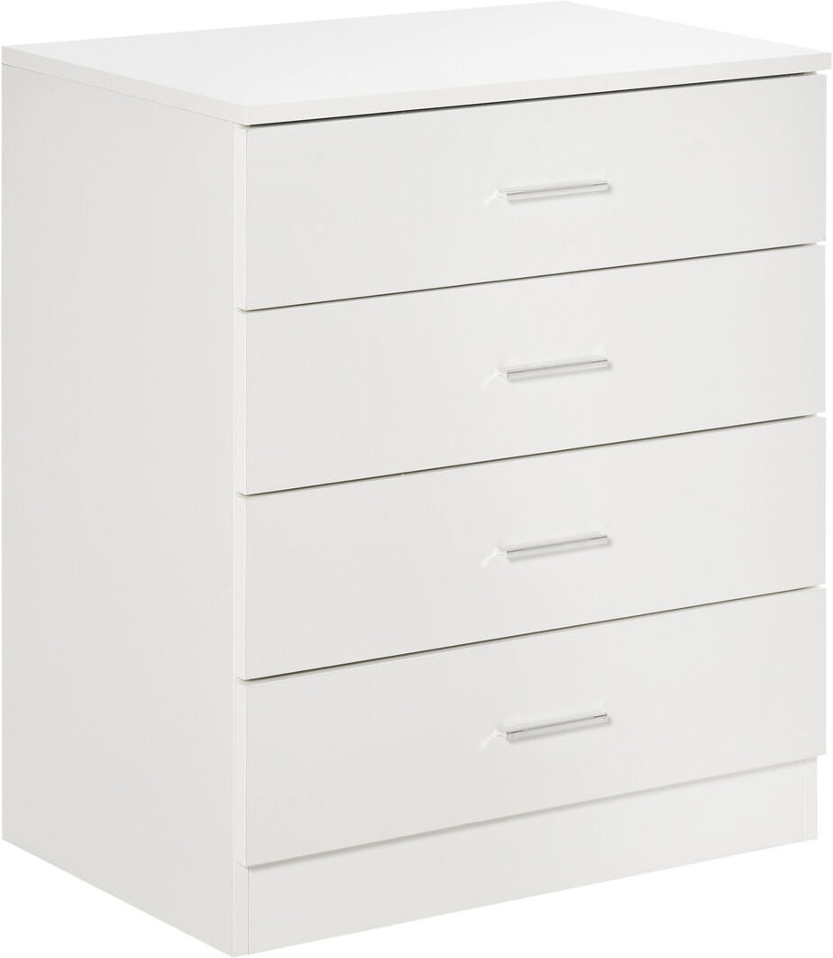 Latitude Run Hiliary Storage Cabinet Vertical Drawer Chest of 4 w/ Metal Rails Anti-Tip White 69cm H X 60cm W X 40cm D