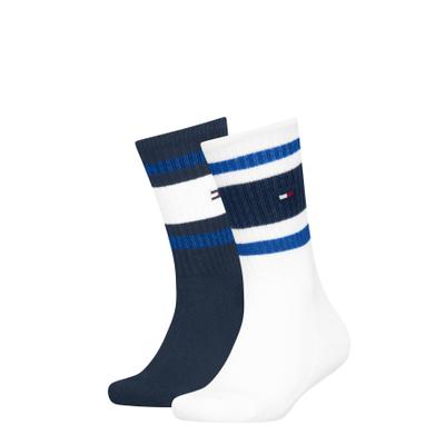 Socken TOMMY HILFIGER "TH KIDS SOCK 2P SPORT STRIPE", Mädchen, Gr. 27-30, bunt (bright blau), Baumwollmischung, normal, Socken Socken