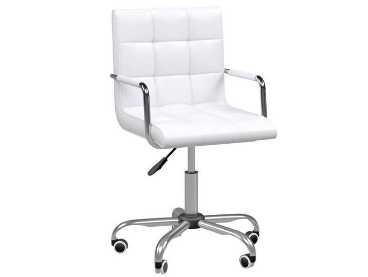 Chaise de bureau - HOMCOM - fauteuil manager pivotant réglable capitonné mobilier - synthétique - blanc