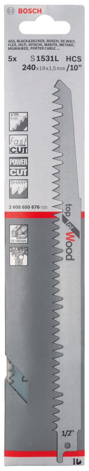BOSCH S 1531 L Säbelsägeblätter 5 St. 2608650676