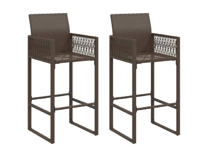 Makastle Garten-Barhocker 2er Set Braun Poly Rattan 52x58x118cm