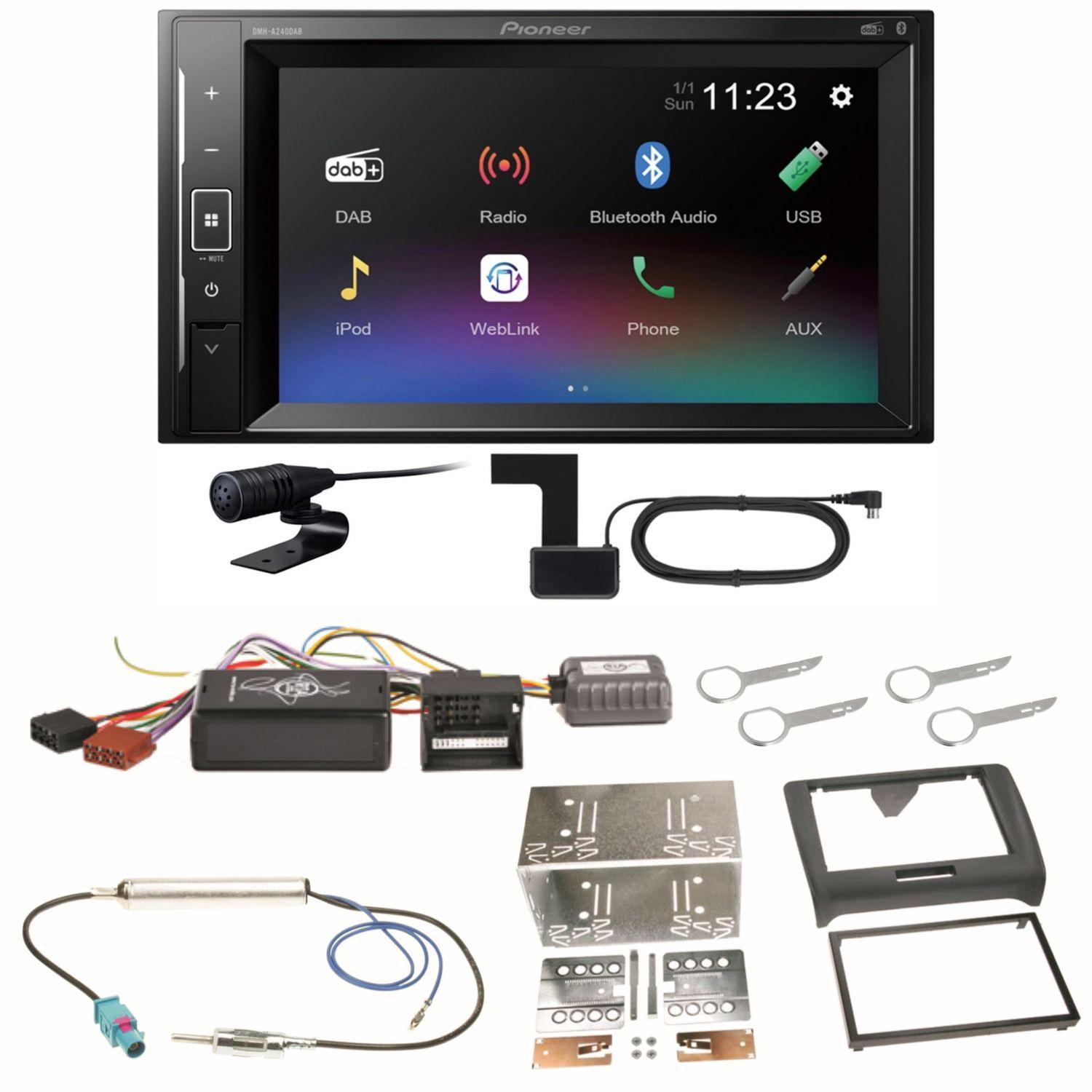 Pioneer DMH-A240DAB Digitalradio Bluetooth Einbauset für Audi TT 8J