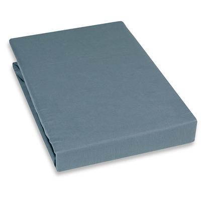 Spannbettlaken KAYORI "Kai", blau (denim), B:100cm L:210cm, Renforcé, Obermaterial: 100% Baumwolle, Bettlaken, Spannbettlaken, 100% Baumwolle