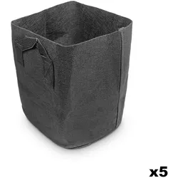 BerryBase Grow Bags, Stoff-Pflanzkübel / Pflanzsack aus Vlies, 25x30, 5er Pack, 19 L