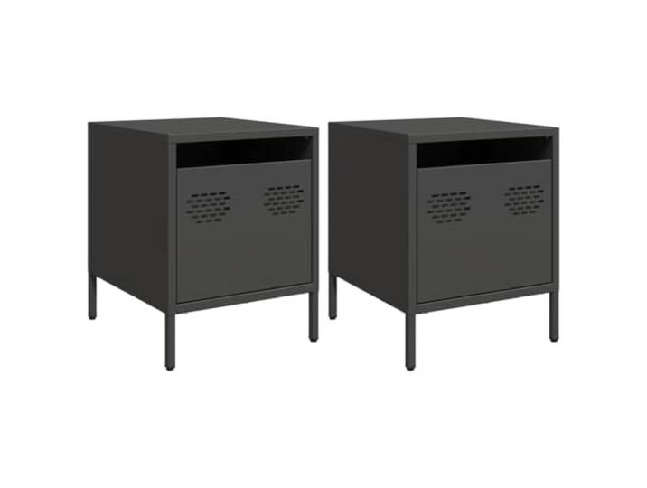Heofavd Nachttisch 2er Set Schwarz 35x39x43,5 cm Metall Beistelltisch