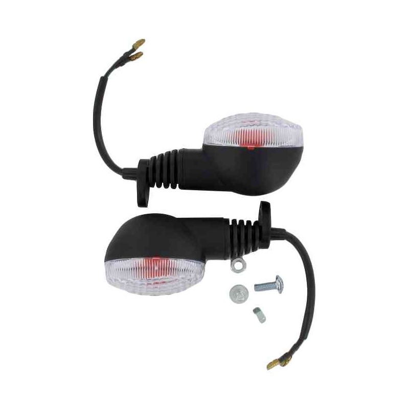 1Tek Origine Clignotants homologué blanc/noir pour Derbi / Gilera / Sherco / Yamah