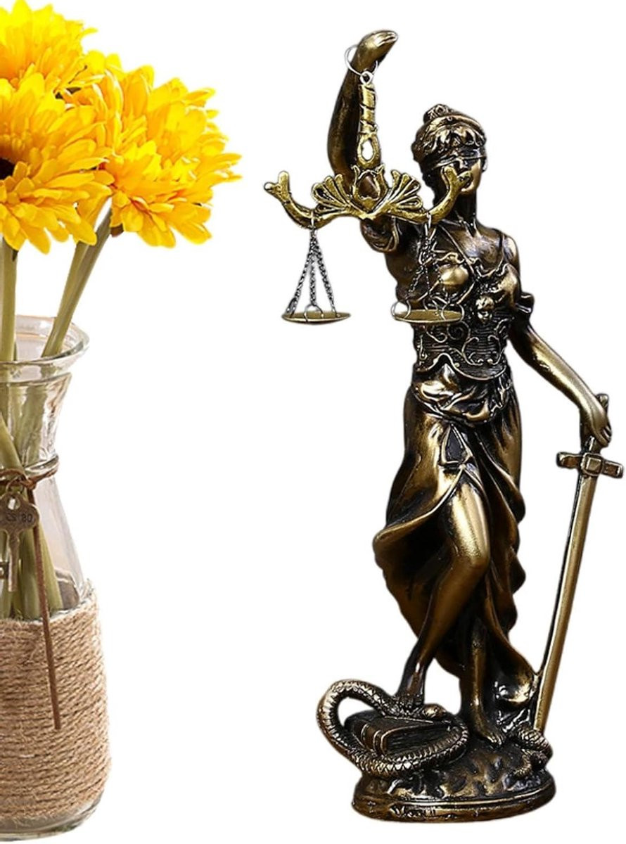 Rechtvaardigheidsbeeld Godin Justitia - Antiek Brons - Hoogte: 31,5 cm