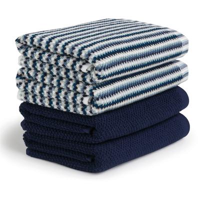 Handtuch Set MÖVE "Bliss Handtuch Set", blau (deep sea), 4 Stk., Walkfrottier, Walkfrottier, Obermaterial: 100% Baumwolle, Handtuch-Sets, Perlstruktur mit leichtem Massageeffekt