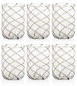 Zodax Maltia Swirl Design Glass Tumblers, Set of 6