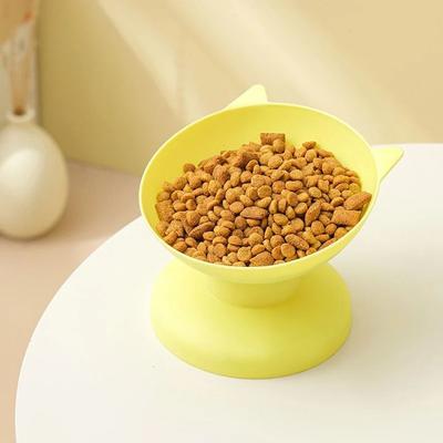 Uplift Essentials Ergonomic Elevated Neck Guard Pet Feeding Bowl yellow