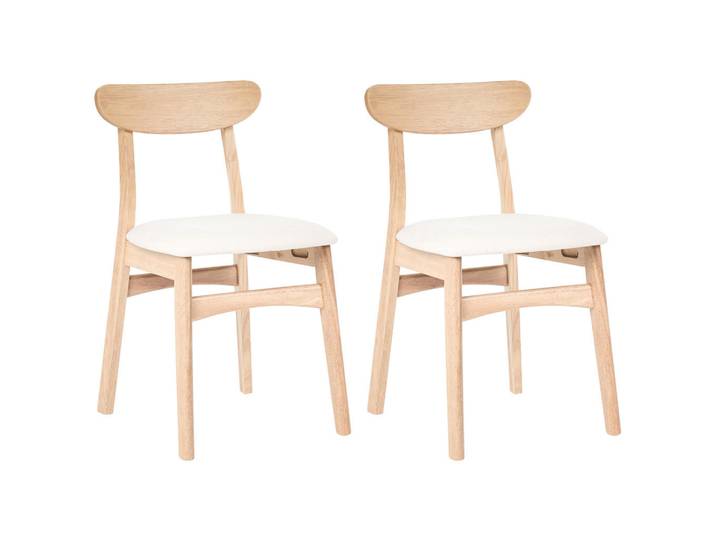 Beliani Esszimmerstuhl 2er Set Holz Hellbraun/Hellbeige Doyle, 45x78x50 cm, Esszimmer, Stühle