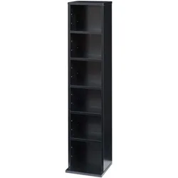 En.Casa, Regal, CD Regal Tynset 90x20x20 cm mit 6 Fächern Schwarz (20 x 20 x 90 cm)