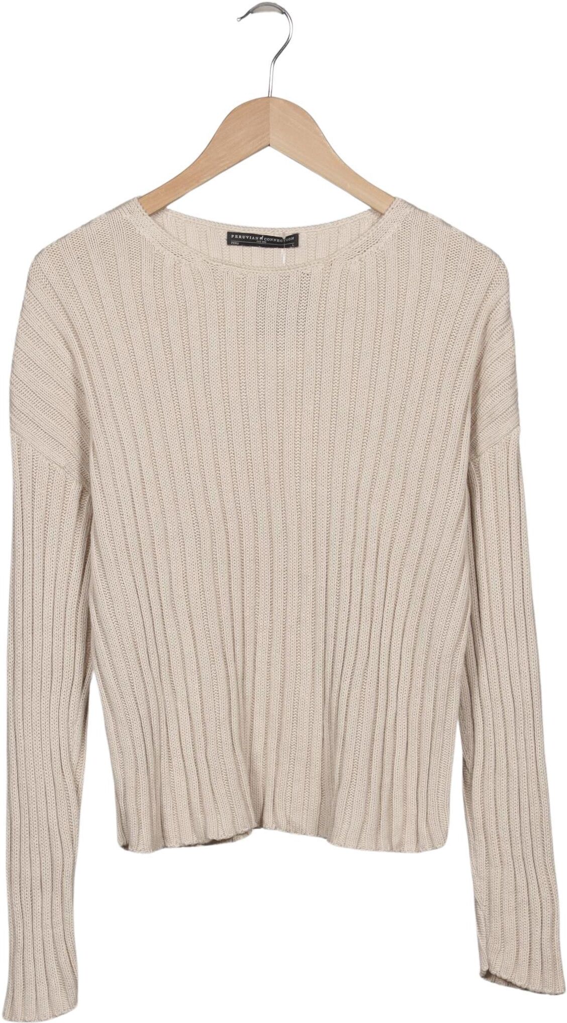 Peruvian Connection Damen Pullover, Beige, Gr. XL, Baumwolle - Second Hand