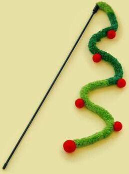 Inspired Finds Interactive Caterpillar Feather Cat Teaser Wand Toy green