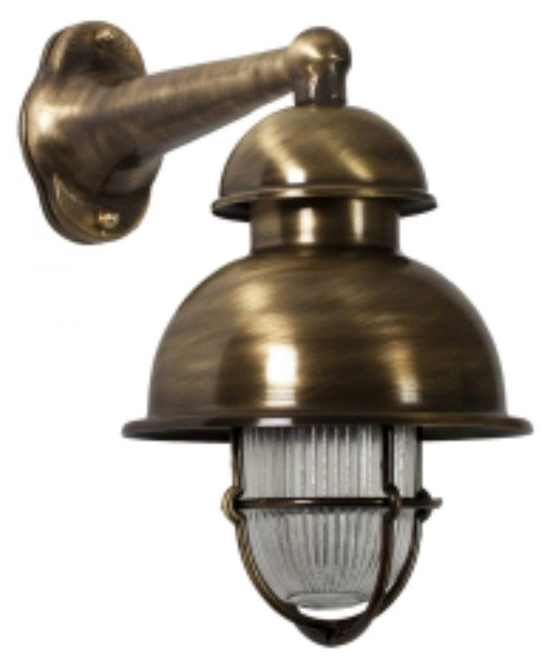 KS Verlichting Maritieme wandlamp Wharf in brons en messing met glazen kap