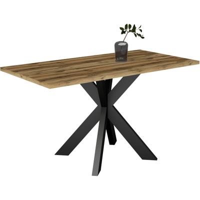 Esstisch MÄUSBACHER "Big System Metall", braun (schwarz feinstruktur, plankeneiche, schwarz feinstruktur, plankeneiche), B:160cm H:78cm T:90cm, Tische, Esstisch, Metallgestell in Stern-Form