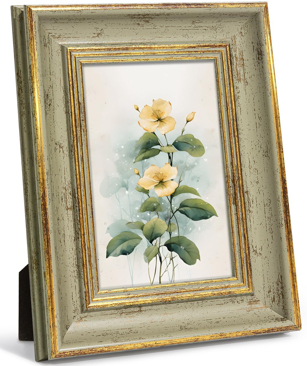 Omgoods Groene Fotolijst 10x15 cm - Antieke Vintage Shabby Chic Fotolijst