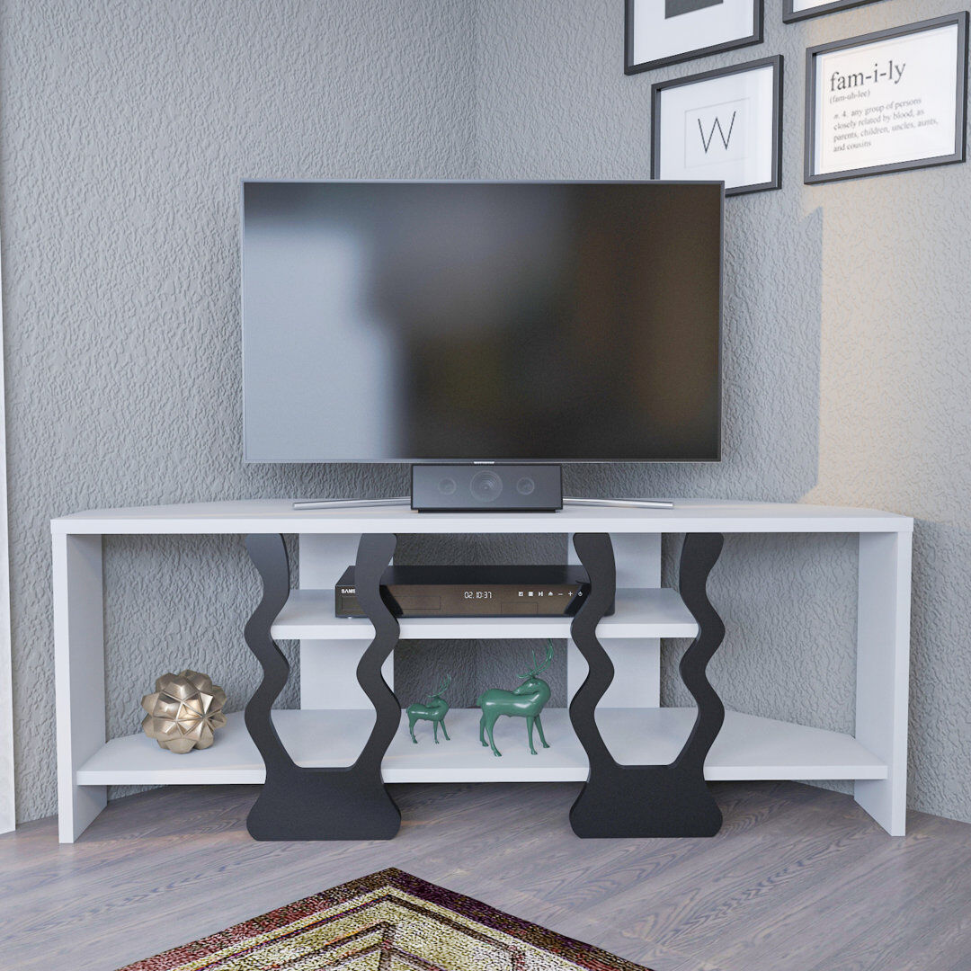 Wade Logan Sigel Corner TV Stand for TVs up to 50" White 50"