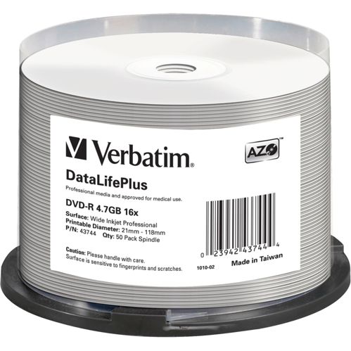 1x50 Verbatim DVD-R 4,7GB 16x wide printable NON-ID