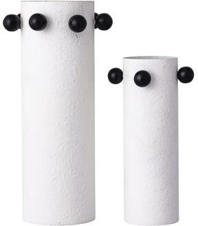 Atlas Lighting and Home Atlas Beaded Set of 2 Metal Cylindrical Vases