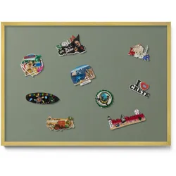 MAGNETTAFEL 70x50 cm Goldener Rahmen Oliv