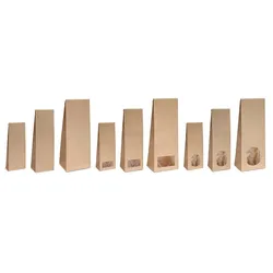 500x Blockbodenbeutel ohne Sichtfenster - 100g - Größe 7 x 4 x 20,5 cm Papiertüten Bodenbeutel Geschenktüte Papierbeutel Tütchen (100g – ohne Fenster)