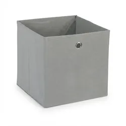 Relaxdays Aufbewahrungsbox 4er Set, faltbare Regalboxen, HxBxT: 30 x 30 x 30 cm, Grifflöcher, Faltboxen für Regale, grau