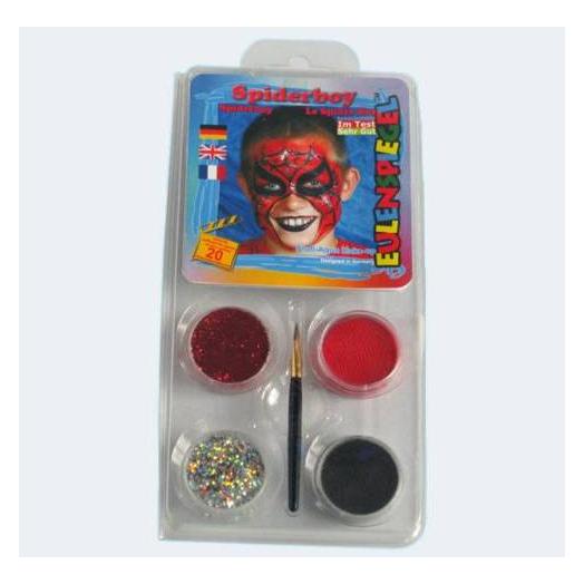 Eulenspiegel 204504 - Motiv-Set Spiderboy, 2 Farben, 2 Glitzer, 1 Pinsel, 1 Anleitung, für ca. 20 Ma (204504)