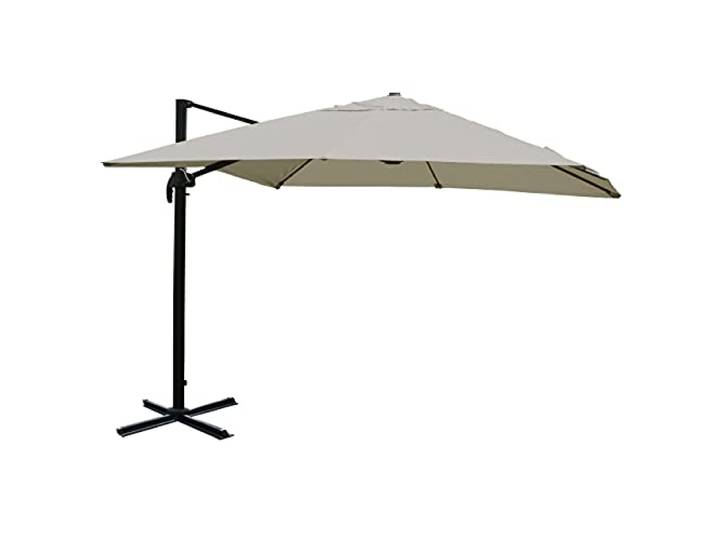Mendler Gastronomie-Ampelschirm HWC-A96 3,5x3,5m Polyester - creme-grau