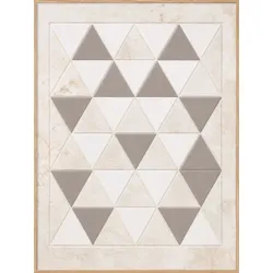 EUROART Wandbild 90 x 120 cm Triangles II Naturfaser Silber