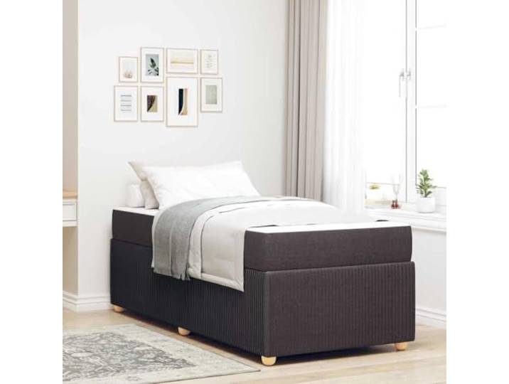 Schaumstoffrahmen Schlafsofa minimalistisch 90 x 190 cm Braun Bettgestell mit Matratze Dunkelbraun 90x190 cm Stoff Einzelbett Lattenrost Metallfreies Schlafsofa Modern Komfortabel für