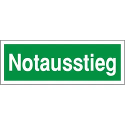 Rettungsschild mit Text Notausstieg