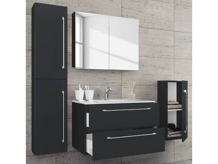 Salle de bain Badinos VII 5 éléments 126cm Noir/Noir
