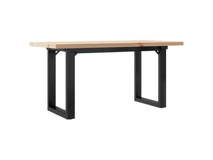Couchtisch O-Gestell 100x50x45,5 cm Massivholz Kiefer Stahl Wohnzimmertisch, robuste Tischplatte, O-Form Gestell, natürliche Maserung, Kiefer und Stahl
