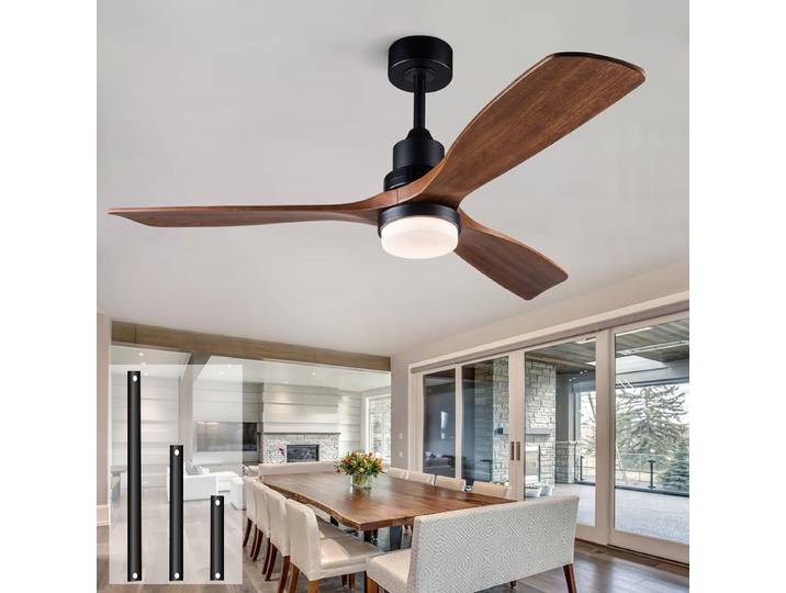 Ventilateurs de plafond avec éclairage 42 52 60 pouces, ventilateurs de plafond en bois, télécommande, moteur DC réversible, ventilateur électrique pour salle à manger, chambre, intérieur