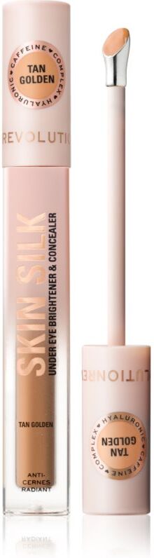 Revolution Skin Silk Under Eye Brightener & Concealer illuminating concealer shade Tan Golden 4 ml