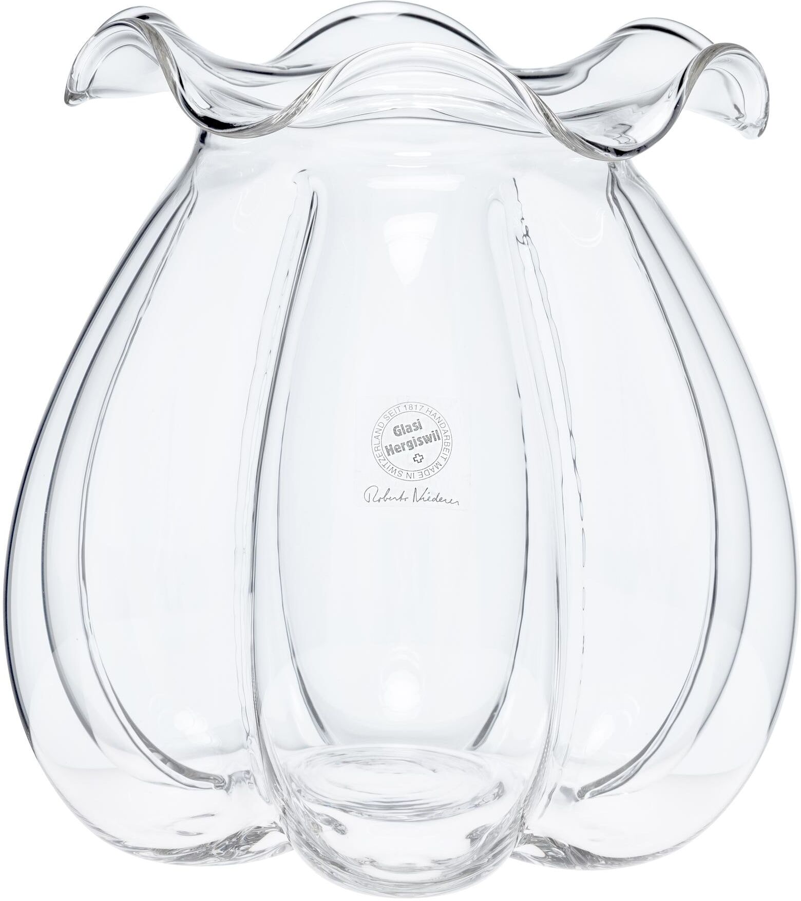 Dekovase GLASI HERGISWIL "Corona gross, 20 cm, Glas, Glasi Hergiswil", transparent, H:20cm, Glas, Vasen, Dekovase transparent B/H/T: 20cm