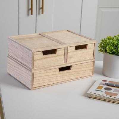 Martha Stewart Set of 3 Wooden Storage Boxes with Pullout Drawers