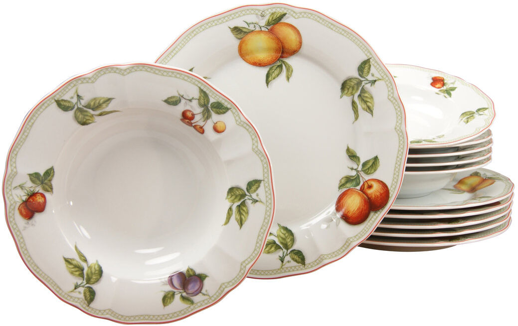 Creatable Flora Orchard 12 Piece Bone China Dinnerware Set, Service for 6 White 12