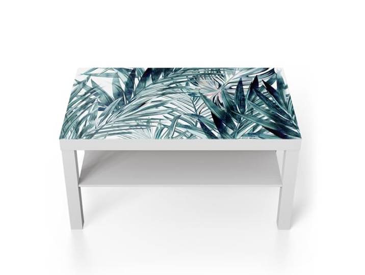 DEQORI Glastisch weiß groß 90x50 cm Motiv Palmenflüstern ausgefallener Beistelltisch aus Glas Hochglanz Couchtisch fürs Wohnzimmer moderner Couch Tisch mit Design