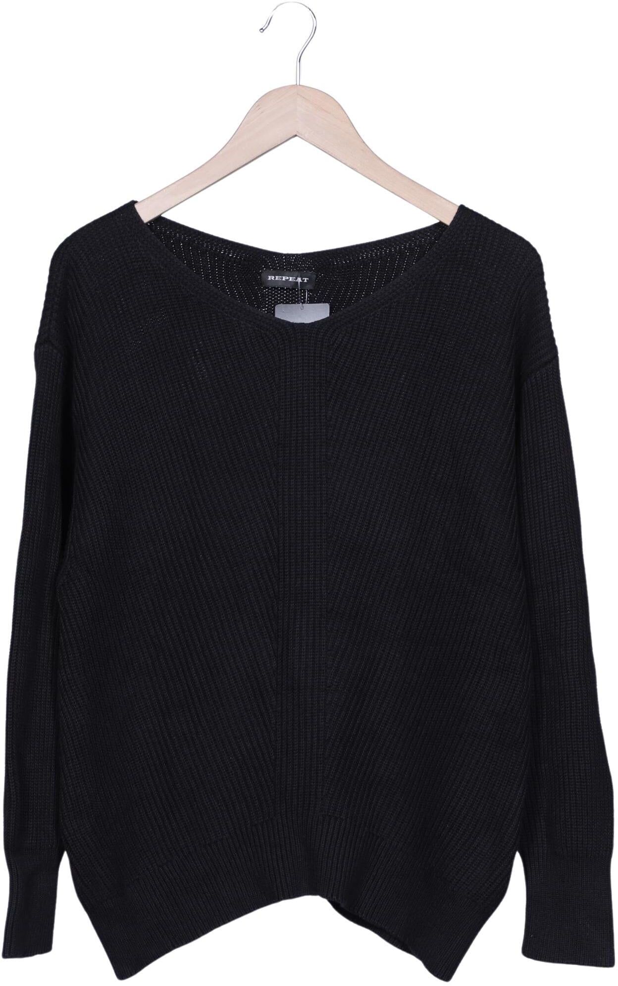 Repeat Damen Pullover, Schwarz, Gr. EU 38, Baumwolle - Second Hand