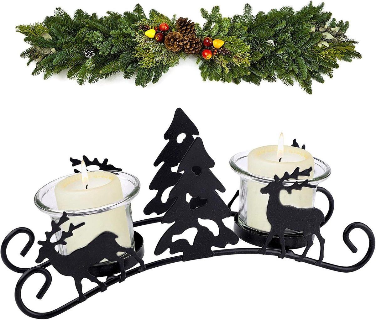 Vintage metalen rendier kandelaar voor kerstdecoratie van ShopVlot