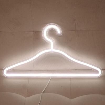 Snug & Styled USB LED Coat Hanger Neon Light Decorative Wall Lamp For Bedroom And Closet white Light