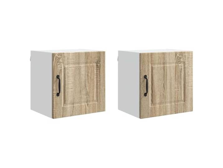 IBUQDDV Wandschrank Porto 2 STK Sonoma-Eiche Holzwerkstoff Wandmontage, geräumige Fächer, Ablagen, Küchenutensilien, Gewürze, Kochgeschirr, Innenbereich, moderne Küche
